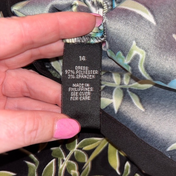 AB Studio Black Dress with Blue Floral Design - Picture 4 of 8